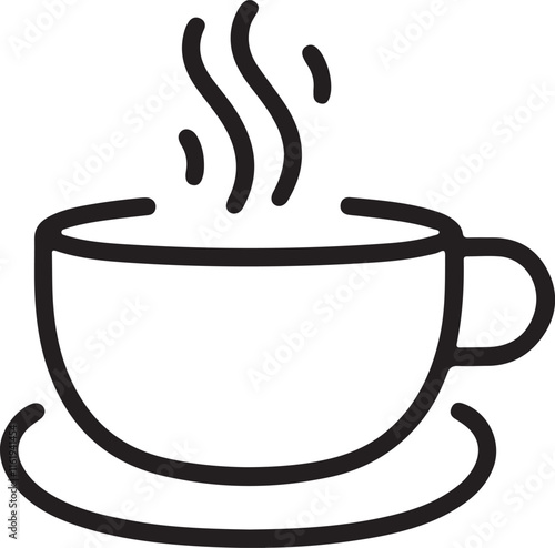 coffee cup icon silhouette style vector minimal art illustration on a white background.
