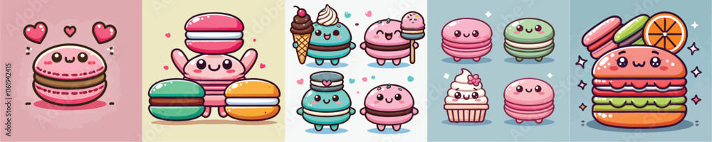 Collection of cute mochi cake animation vectors Collection of cute mochi cake animation vectors