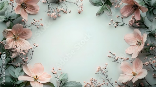 Floral Arrangement Nature Decorative Image Soft Colors Top View Beauty and Serenity photo