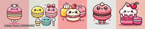 Collection of cute mochi cake animation vectors