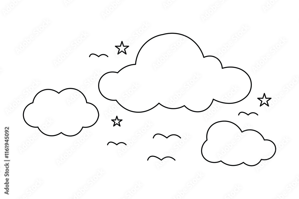 Cloud and sun weather continuous one line drawing of Abstract and minimalist outline vector art design Cloud and sun weather continuous one line drawing of Abstract and minimalist outline vector art design