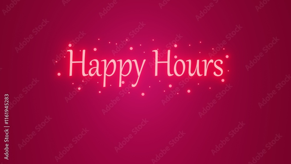 Happy hours text isolated on pink glitters bokeh background