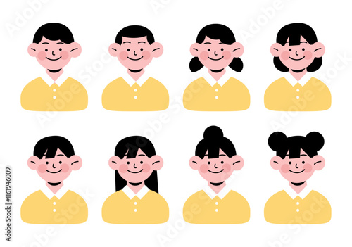 Collection of children's face illustrations