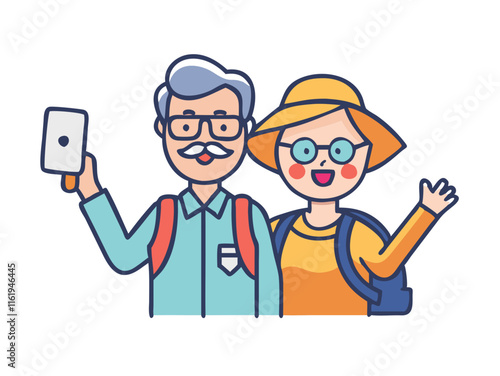 An old couple travelling on holiday
