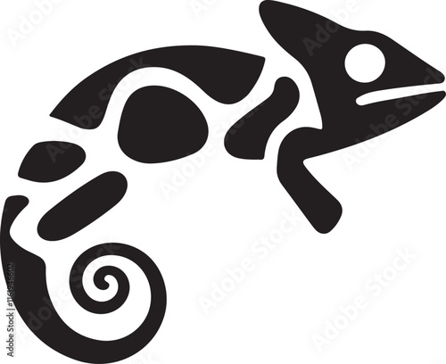 chameleon icon silhouette style vector minimal art illustration on a white background.
