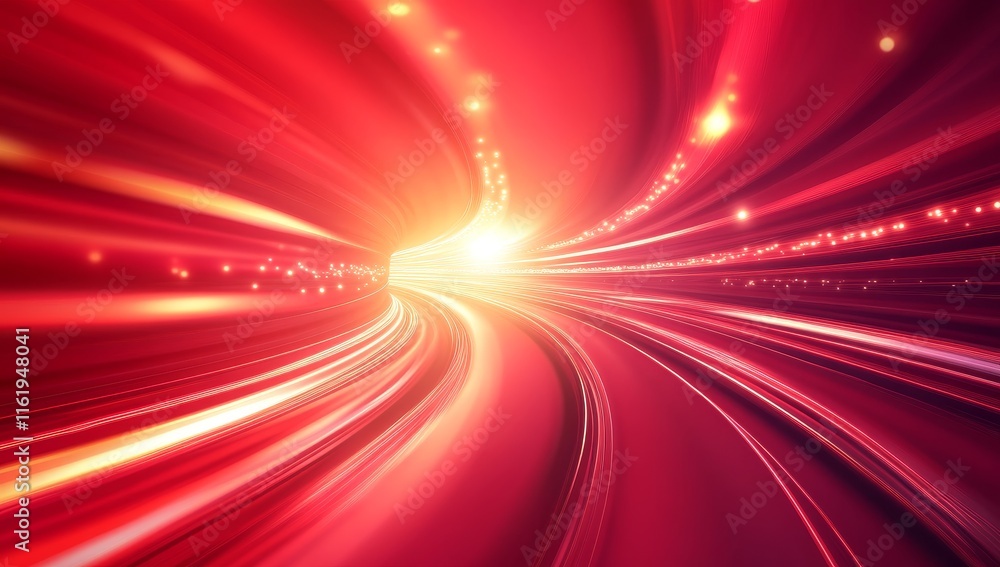 Abstract red light trails in a tunnel, representing speed and motion. Abstract red light trails in a tunnel, representing speed and motion.