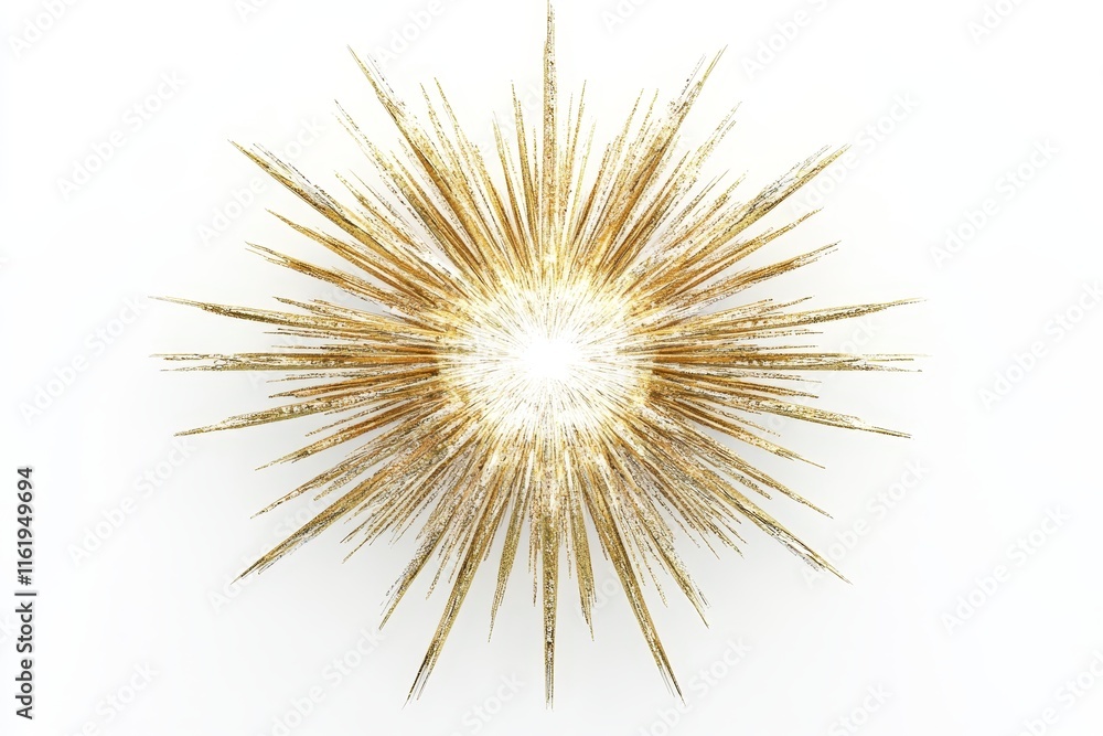 Golden abstract sunburst sculpture, radiating light and sharp points. Golden abstract sunburst sculpture, radiating light and sharp points.