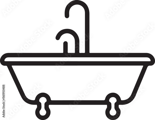 bathtub icon silhouette style vector minimal art illustration on a white background.
