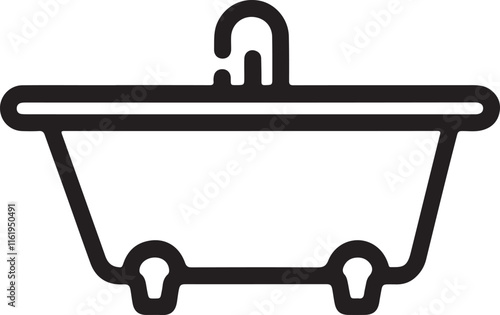 bathtub icon silhouette style vector minimal art illustration on a white background.
