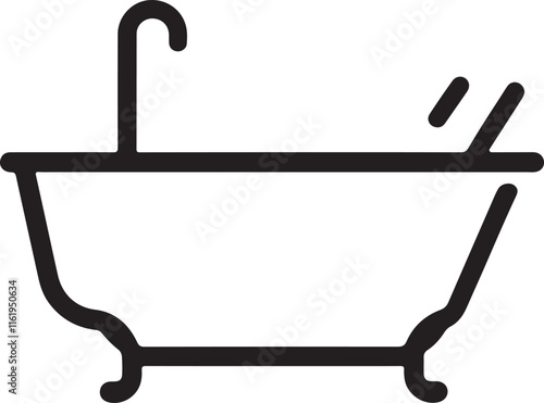 bathtub icon silhouette style vector minimal art illustration on a white background.
