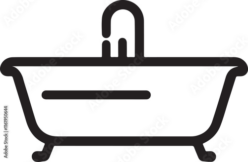 bathtub icon silhouette style vector minimal art illustration on a white background.
