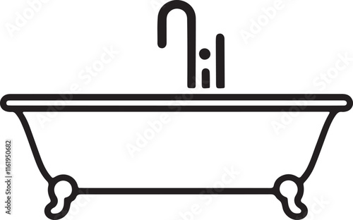 bathtub icon silhouette style vector minimal art illustration on a white background.
