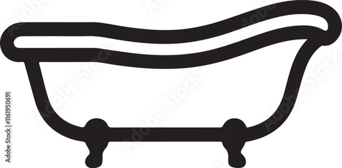 bathtub icon silhouette style vector minimal art illustration on a white background.
