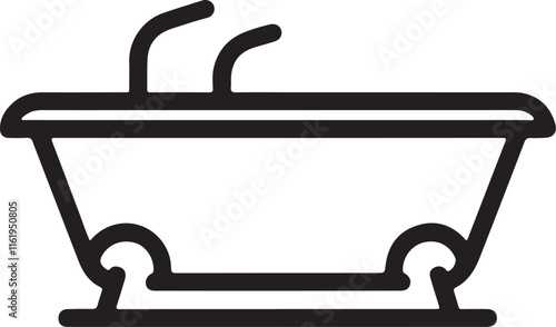 bathtub icon silhouette style vector minimal art illustration on a white background.
