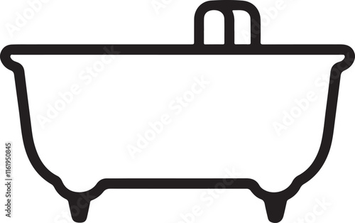 bathtub icon silhouette style vector minimal art illustration on a white background.
