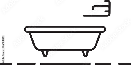 bathtub icon silhouette style vector minimal art illustration on a white background.
