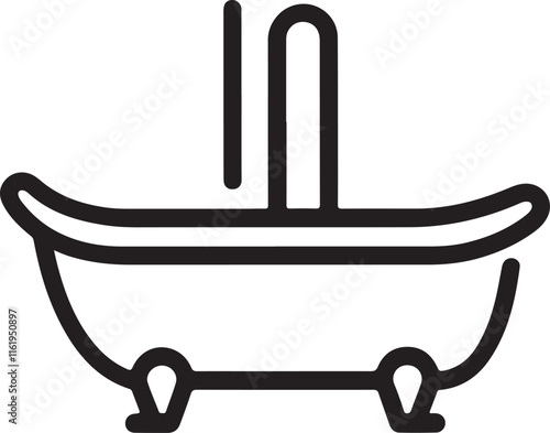 bathtub icon silhouette style vector minimal art illustration on a white background.
