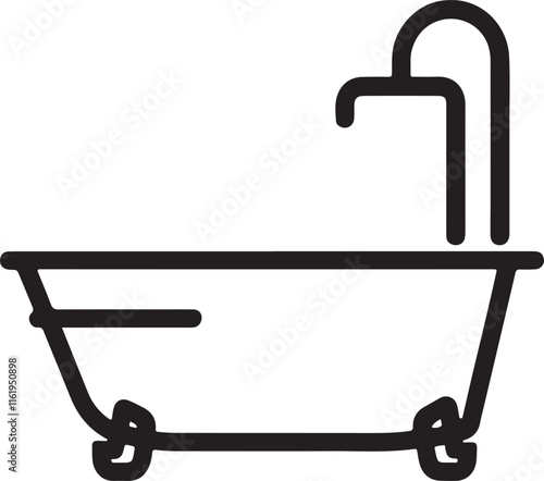 bathtub icon silhouette style vector minimal art illustration on a white background.
