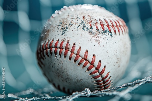 Baseball Equipment Closeup on Matchfield Banner - Gloves and Ball Sport Background photo