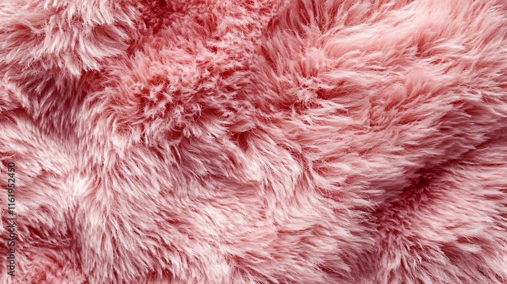 Fototapeta premium Pink fur background. Surface wool texture. Copy space, fur Natural sheepskin background texture ,Light pink long fiber soft fur. Pink fur for background or texture.