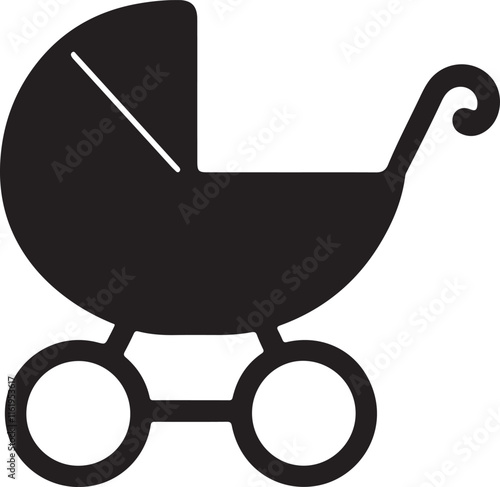 baby stroller icon silhouette style vector minimal art illustration on a white background.
