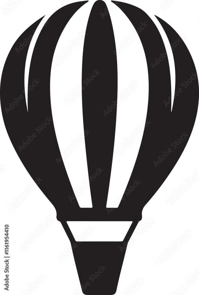 Obraz premium air balloon icon silhouette style vector minimal art illustration on a white background. 