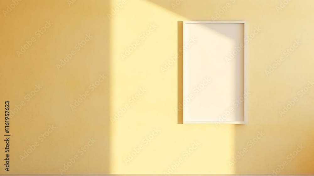 Sleek and sophisticated vertical frame with sharp black edges indirect natural light and a soft cream yellow wall texture that creates a beautiful architectural shadow effect evoking a modern Sleek and sophisticated vertical frame with sharp black edges indirect natural light and a soft cream yellow wall texture that creates a beautiful architectural shadow effect evoking a modern