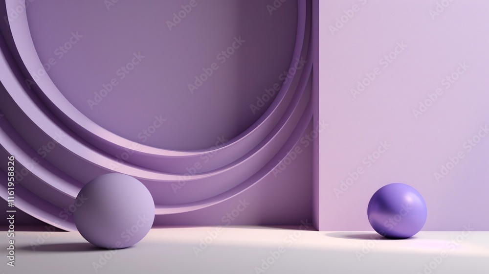 Obraz premium Captivating abstract 3D shapes in shades of purple casting dramatic shadows in a minimalist clean and contemporary space The digital render showcases a striking composition with geometric forms