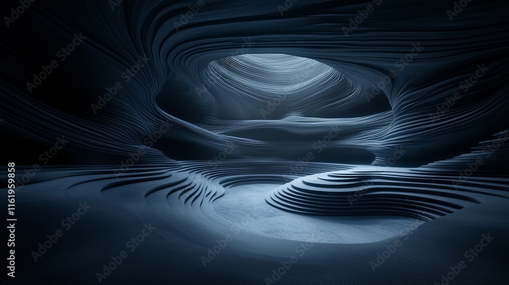 Fototapeta premium Abstract Cave Interior Dark, Swirling Forms