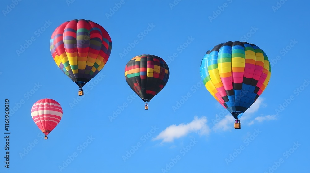 Fototapeta premium Multicolored balloons floating in the sky against the backdrop of a clear day
