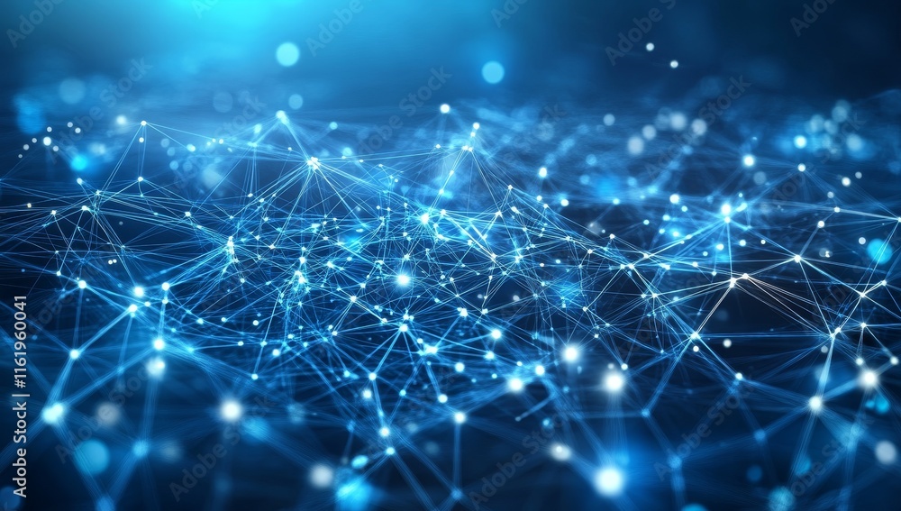 Fototapeta premium Abstract blue digital network connection background.