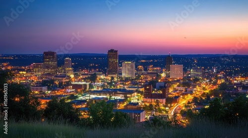 Greenville South Carolina Cityscape At Twilight