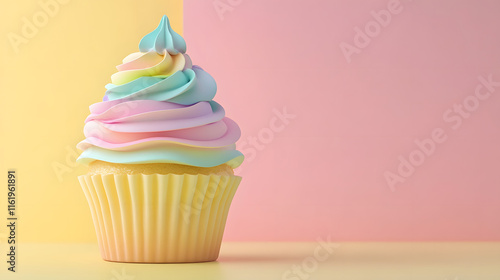 Wallpaper Mural cupcakes with cream with copy space 4K yellow background Torontodigital.ca