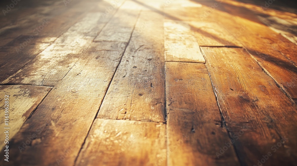 Sunlit Rustic Wooden Floorboards Showing Grain And Texture Sunlit Rustic Wooden Floorboards Showing Grain And Texture