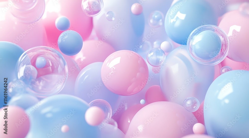 Abstract pastel pink and blue spheres and bubbles background. Abstract pastel pink and blue spheres and bubbles background.