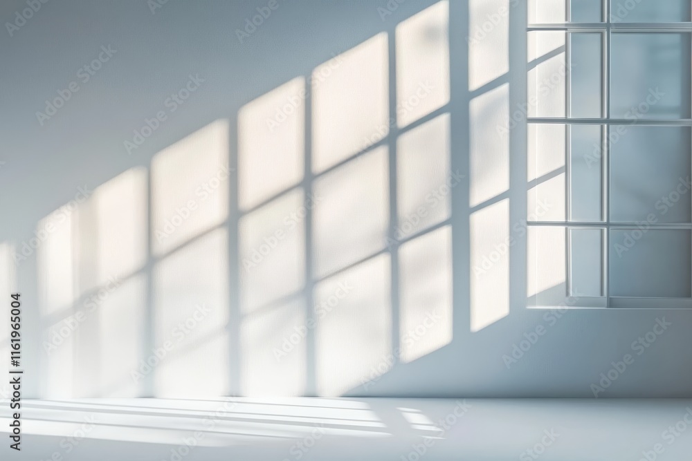 Sunlight streams through large windows in a minimalist room, casting shadows on the wall and floor. Sunlight streams through large windows in a minimalist room, casting shadows on the wall and floor.