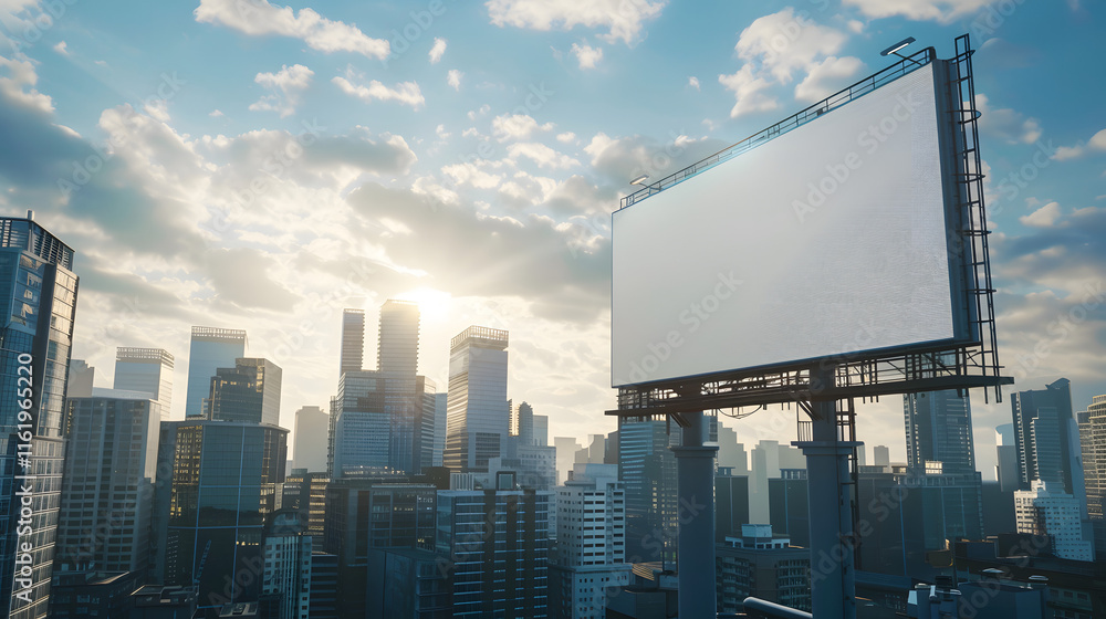 A blank billboard on the street in downtown A blank billboard on the street in downtown