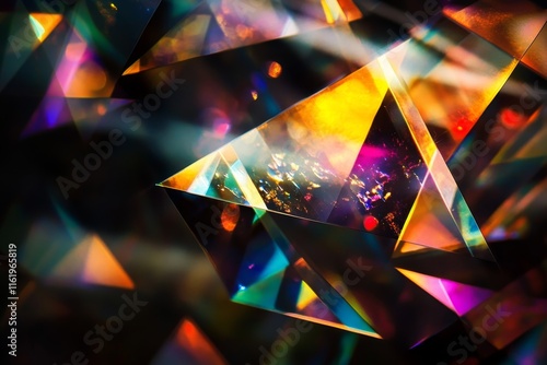 Abstract colorful crystal prisms reflecting light. photo