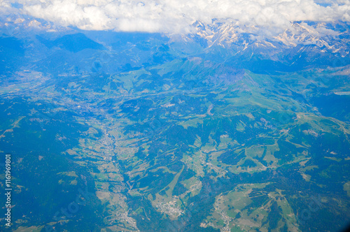 スイスジュネーブ近郊の美しい空撮風景 photo