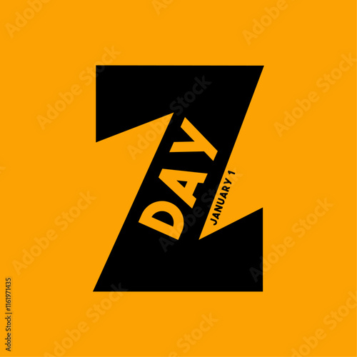 Z Day. January 1. Yellow background.