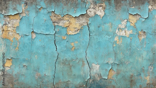 Wallpaper Mural Weathered teal wall with peeling paint and cracks Torontodigital.ca