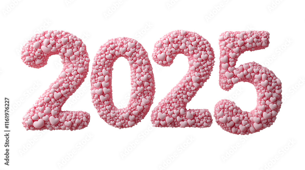 pink 2025 made of tiny hearts. Happy New Year concept. pink 2025 made of tiny hearts. Happy New Year concept.