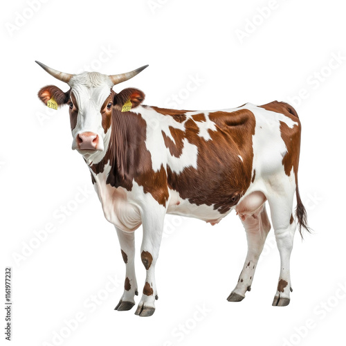 Natural Brown and White Spotted Cow in Pasture photo