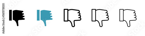 Dislike icon vector icons set in black and blue format