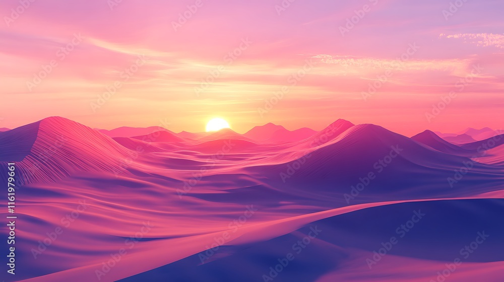 Pink Desert Sands Sunset Dramatic Mountain Landscape Pink Desert Sands Sunset Dramatic Mountain Landscape