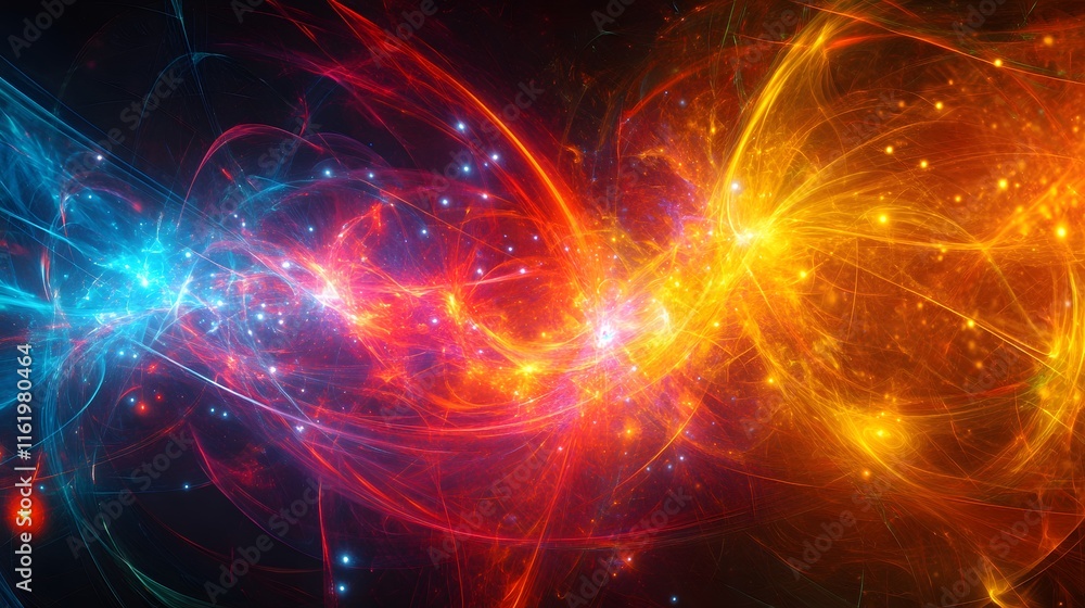 Fototapeta premium A chaotic explosion of swirling neon colors clashing in a wild abstract pattern