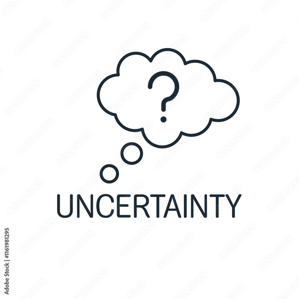 Uncertainty. Difficult choice, decision. Vector linear icon isolated on white background. Uncertainty. Difficult choice, decision. Vector linear icon isolated on white background.