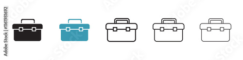 Toolbox icon vector icons set in black and blue format