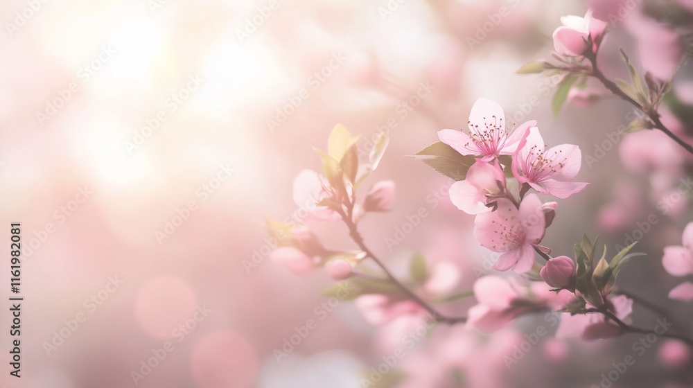 Delicate pink blossoms illuminated by soft light in a serene setting. Delicate pink blossoms illuminated by soft light in a serene setting.