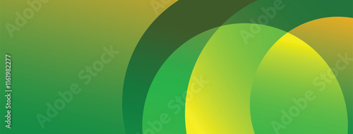 Abstract overlapping circles geometric background with green color theme gradient colors